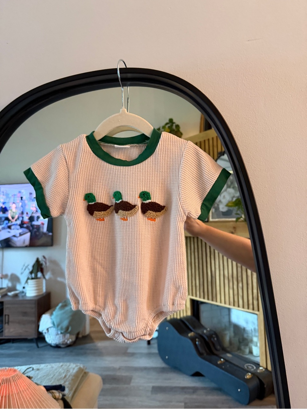 Bubble Romper Green-Trim Duck Knit